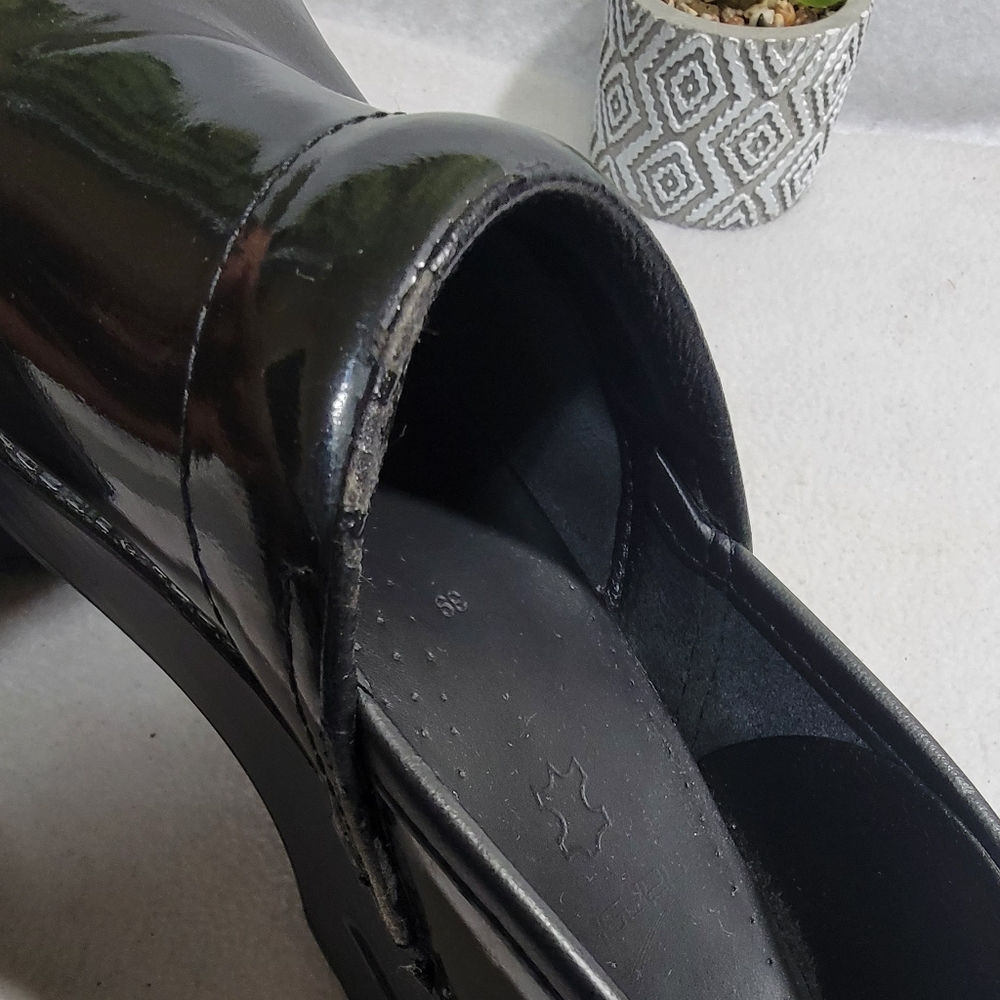Dansko Black Gray Ombre Patent Leather Professional Round Toe Clogs Size 39 - Picture 7 of 13